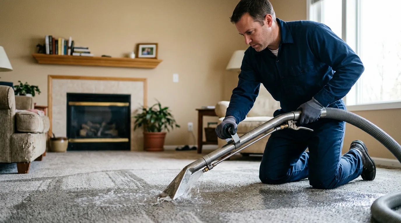 Water damage restoration technician working near Layton, NJ